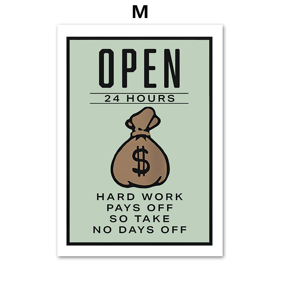 Stock Market Money Monopoly Inspirational Wall Art Canvas Painting Living Room Decor Wall Painting