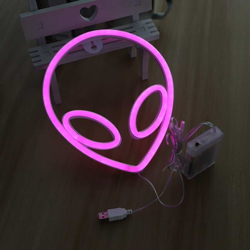 LED Wall Hanging Neon Modeling Lights Retro Alien