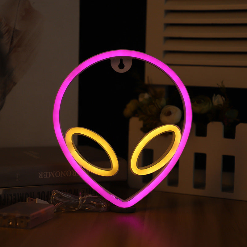 LED Wall Hanging Neon Modeling Lights Retro Alien