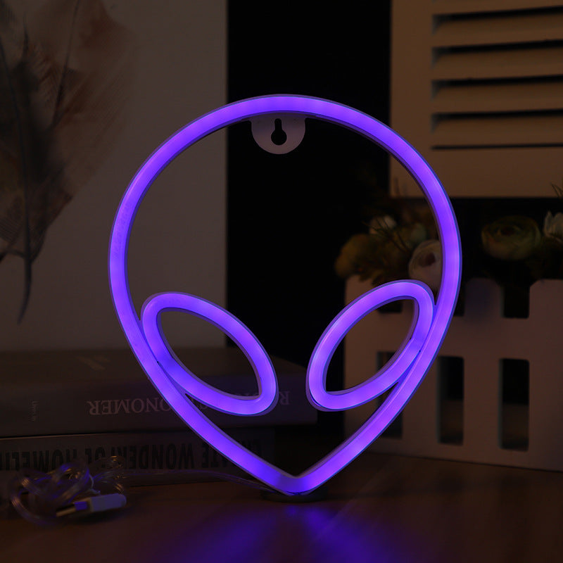LED Wall Hanging Neon Modeling Lights Retro Alien