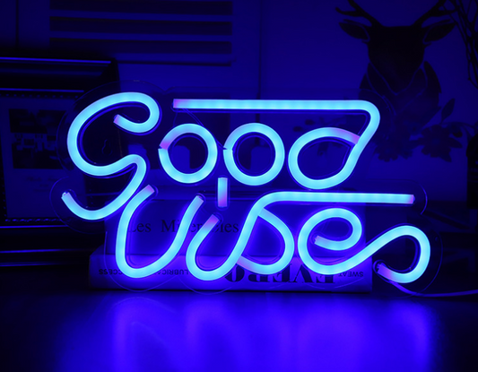 Led Transparent Backboard Neon Light Special-Shaped Wall Hanging Decorative Lights "Good Vibes"