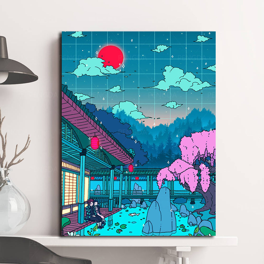 Canvas Wall Art Landscape Street View Poster Night Tree Cute Bedroom Picture Frame Modular Photo Frame